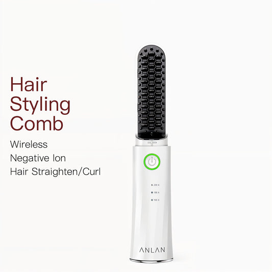 Cordless hair straightener brush 3 temp ceramic - product image