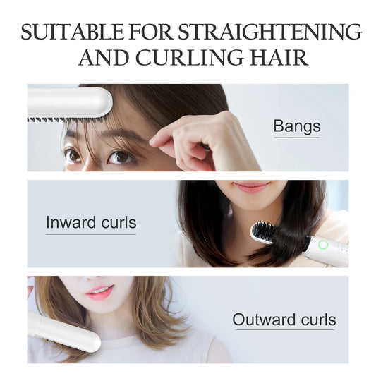 Cordless hair straightener brush 3 temp ceramic - product image